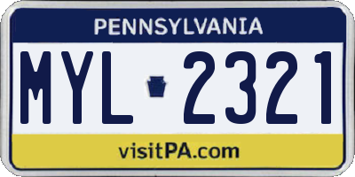 PA license plate MYL2321