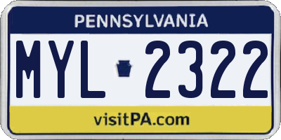 PA license plate MYL2322