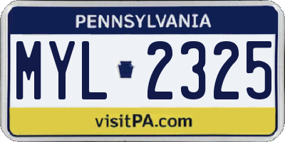 PA license plate MYL2325