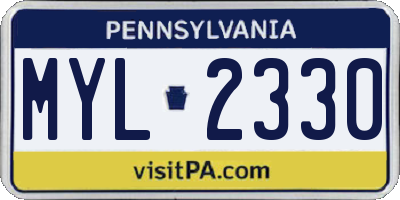 PA license plate MYL2330