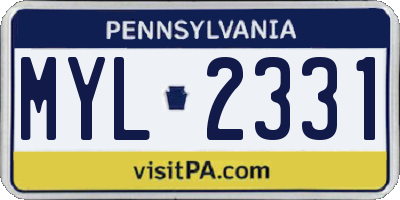PA license plate MYL2331