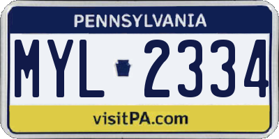 PA license plate MYL2334