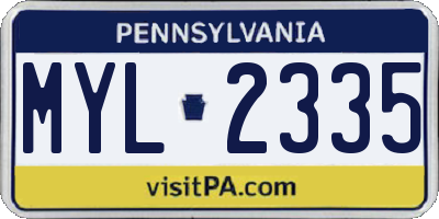PA license plate MYL2335