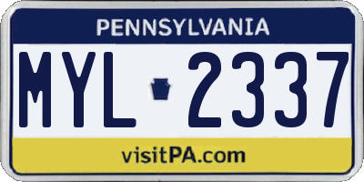 PA license plate MYL2337