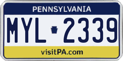 PA license plate MYL2339