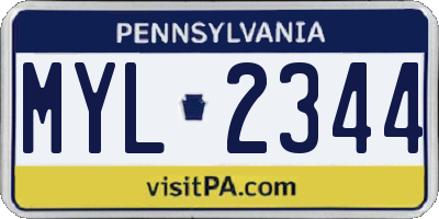 PA license plate MYL2344