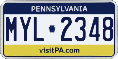 PA license plate MYL2348