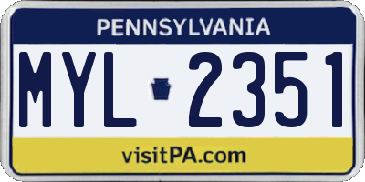 PA license plate MYL2351