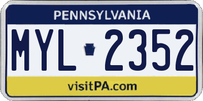 PA license plate MYL2352