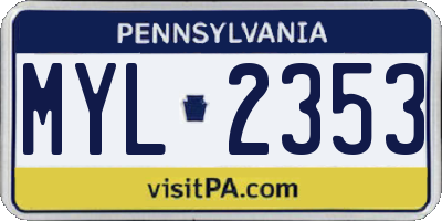 PA license plate MYL2353