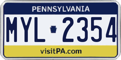 PA license plate MYL2354