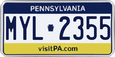 PA license plate MYL2355