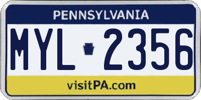 PA license plate MYL2356