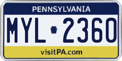 PA license plate MYL2360
