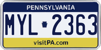 PA license plate MYL2363