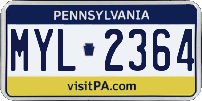 PA license plate MYL2364