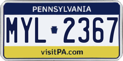 PA license plate MYL2367