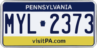 PA license plate MYL2373