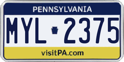 PA license plate MYL2375