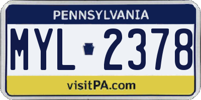 PA license plate MYL2378