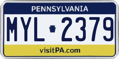 PA license plate MYL2379