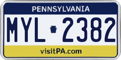 PA license plate MYL2382