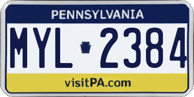 PA license plate MYL2384