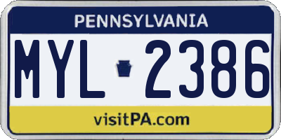 PA license plate MYL2386