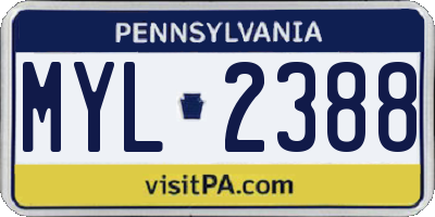 PA license plate MYL2388