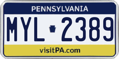 PA license plate MYL2389
