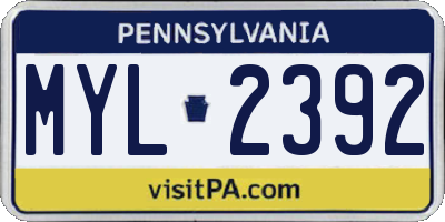 PA license plate MYL2392