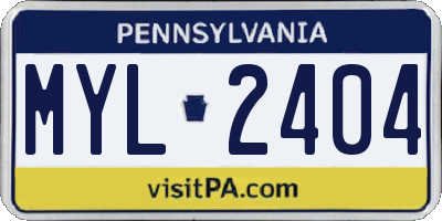PA license plate MYL2404