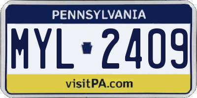 PA license plate MYL2409