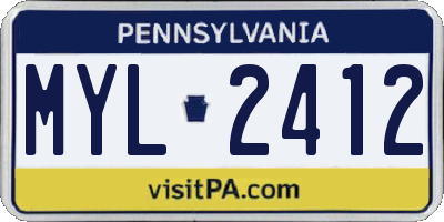 PA license plate MYL2412