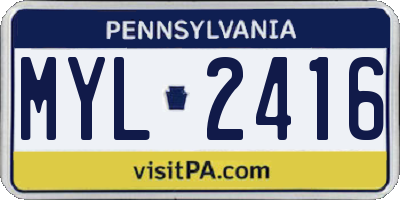 PA license plate MYL2416