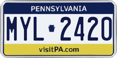 PA license plate MYL2420
