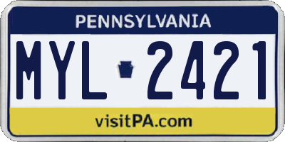 PA license plate MYL2421