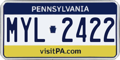 PA license plate MYL2422