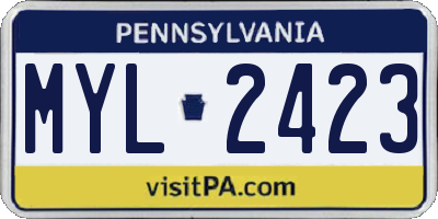 PA license plate MYL2423