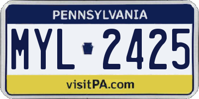 PA license plate MYL2425