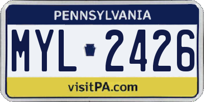 PA license plate MYL2426