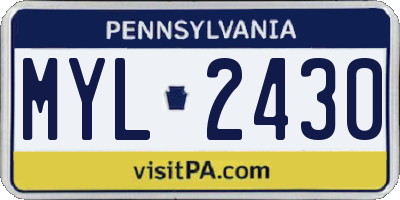 PA license plate MYL2430