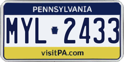 PA license plate MYL2433