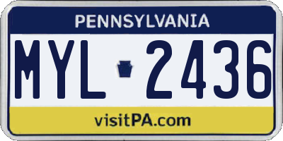 PA license plate MYL2436