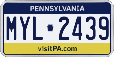 PA license plate MYL2439