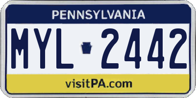 PA license plate MYL2442