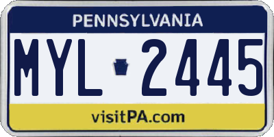 PA license plate MYL2445