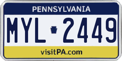 PA license plate MYL2449