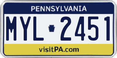 PA license plate MYL2451