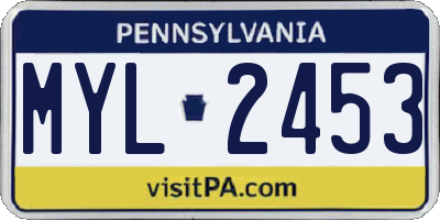 PA license plate MYL2453